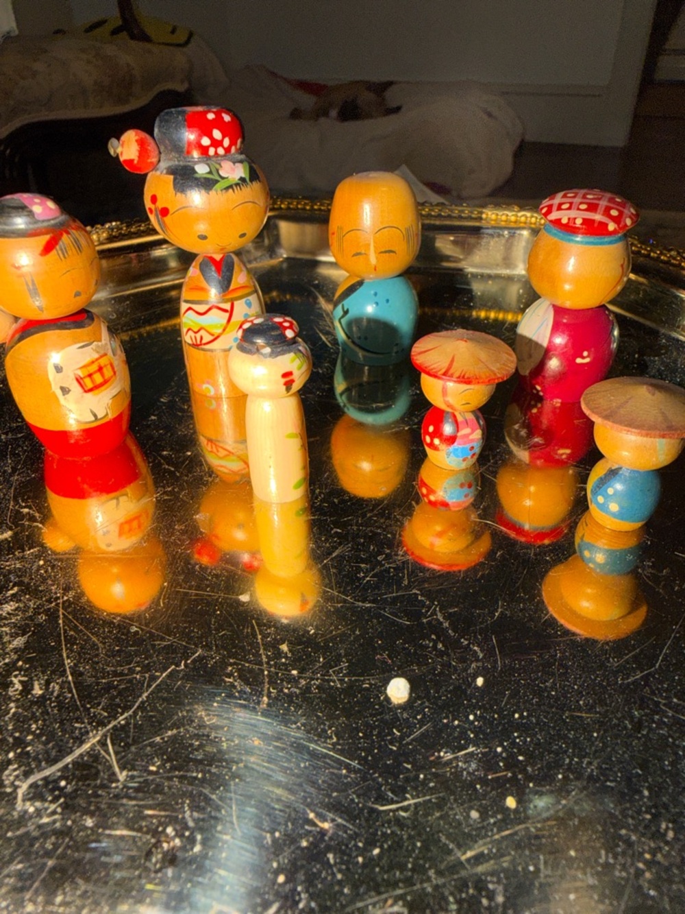 Hand-Painted Wooden Kokeshi Dolls Set - Multicolor bobbleheads